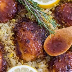 One Pan Honey Garlic Lemon Chicken and Rice