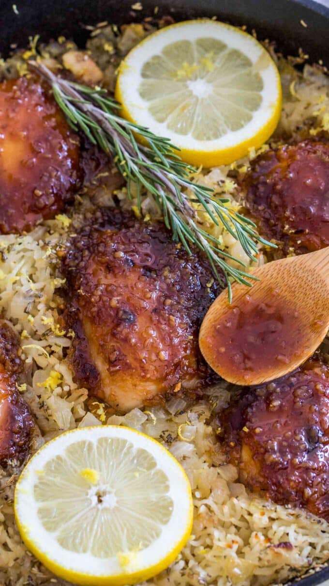 One Pan Honey Garlic Lemon Chicken and Rice