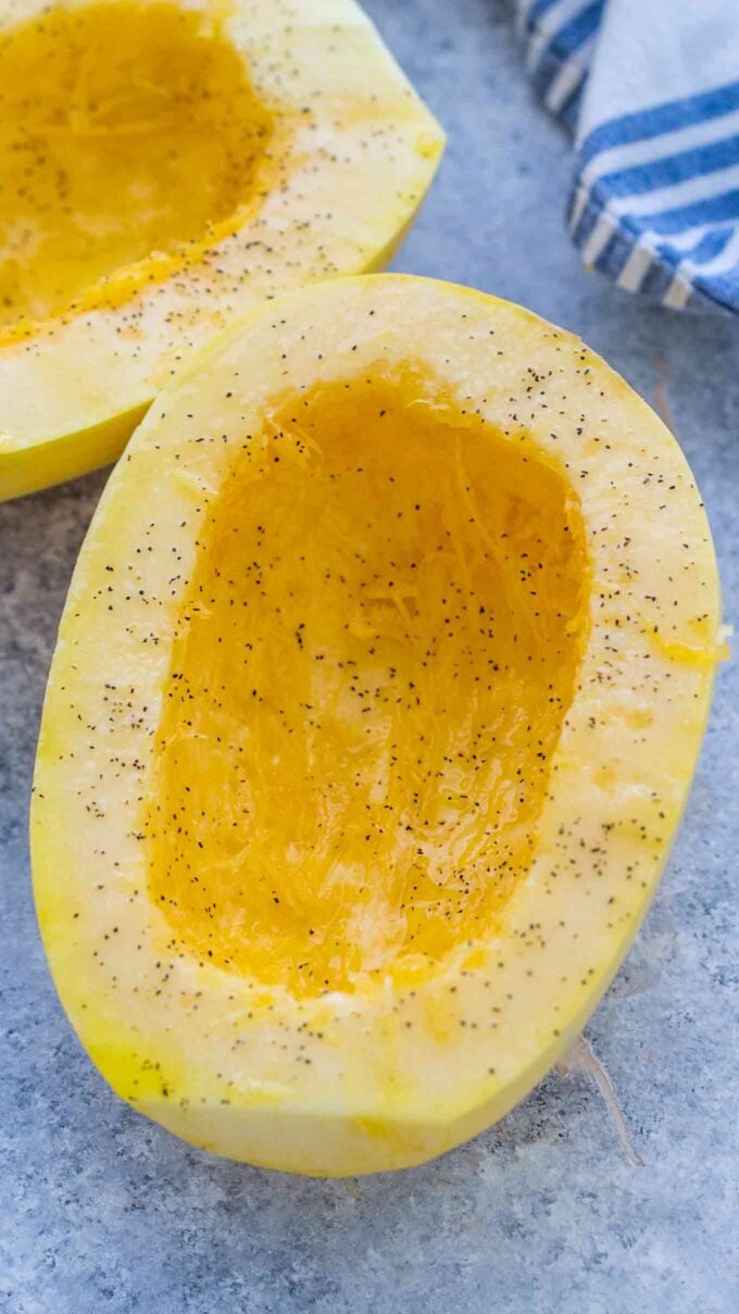 Roasted Spaghetti Squash with Olive Oil, Salt and Pepper