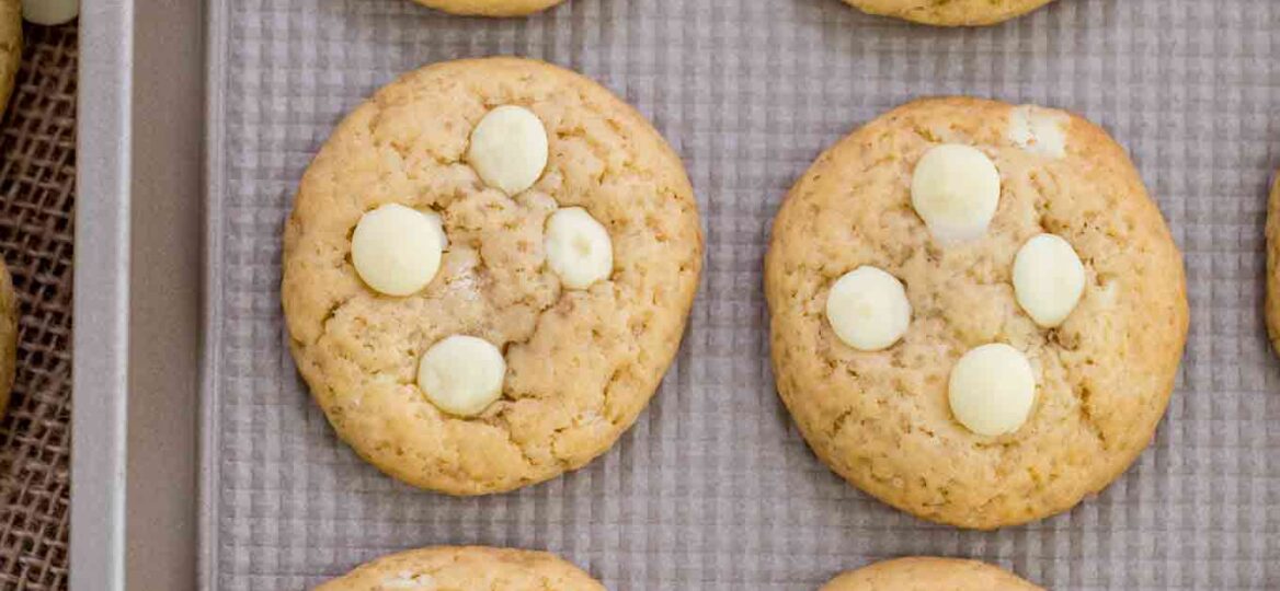 Tray of White Chocolate Chip Cookies