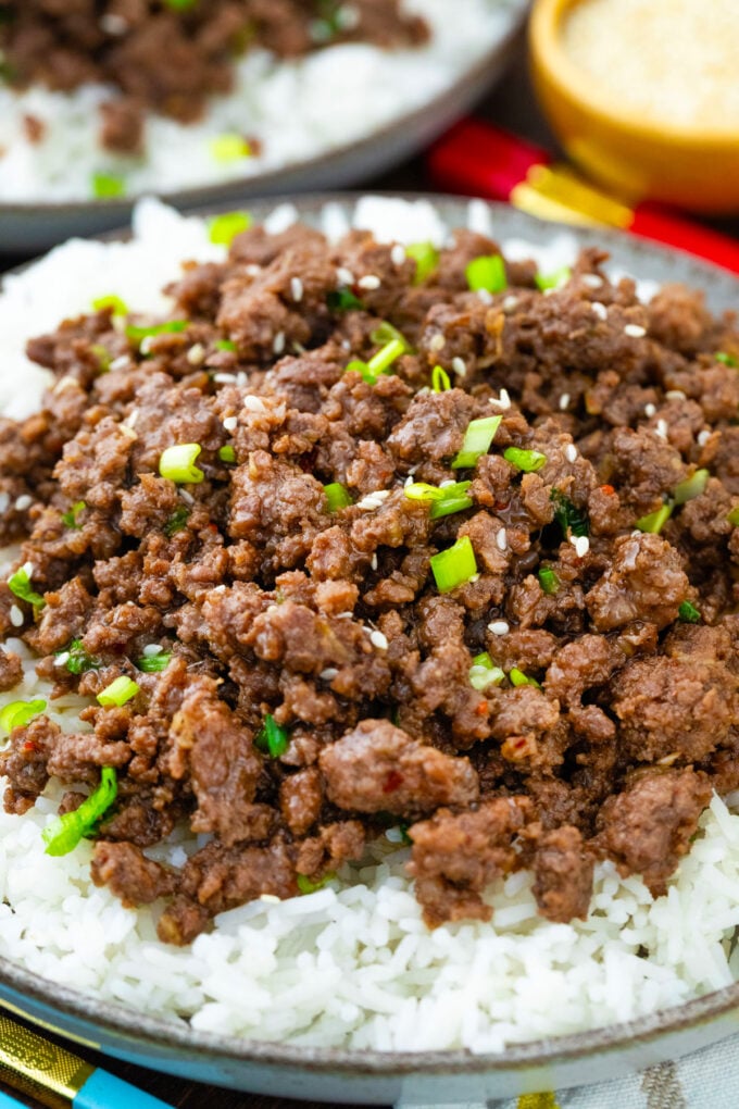 Korean ground beef over rice.