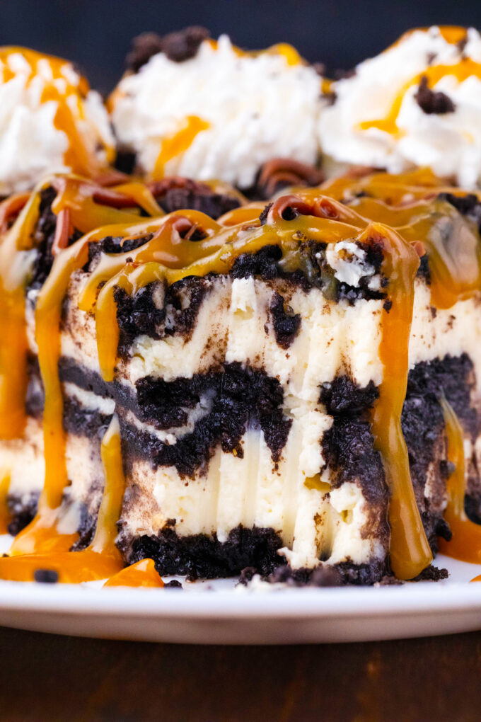 Layered Oreo cheesecake.