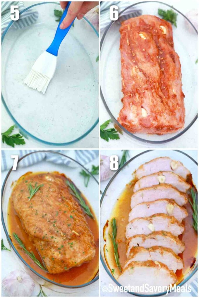 photo collage of how to cook pork loin