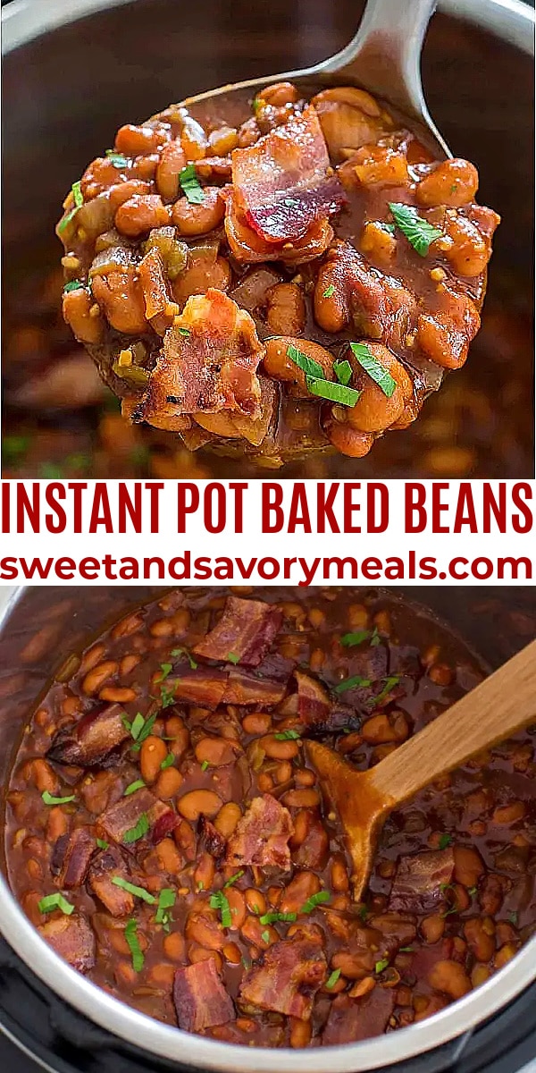 photo collage of instant pot baked beans for Pinterest