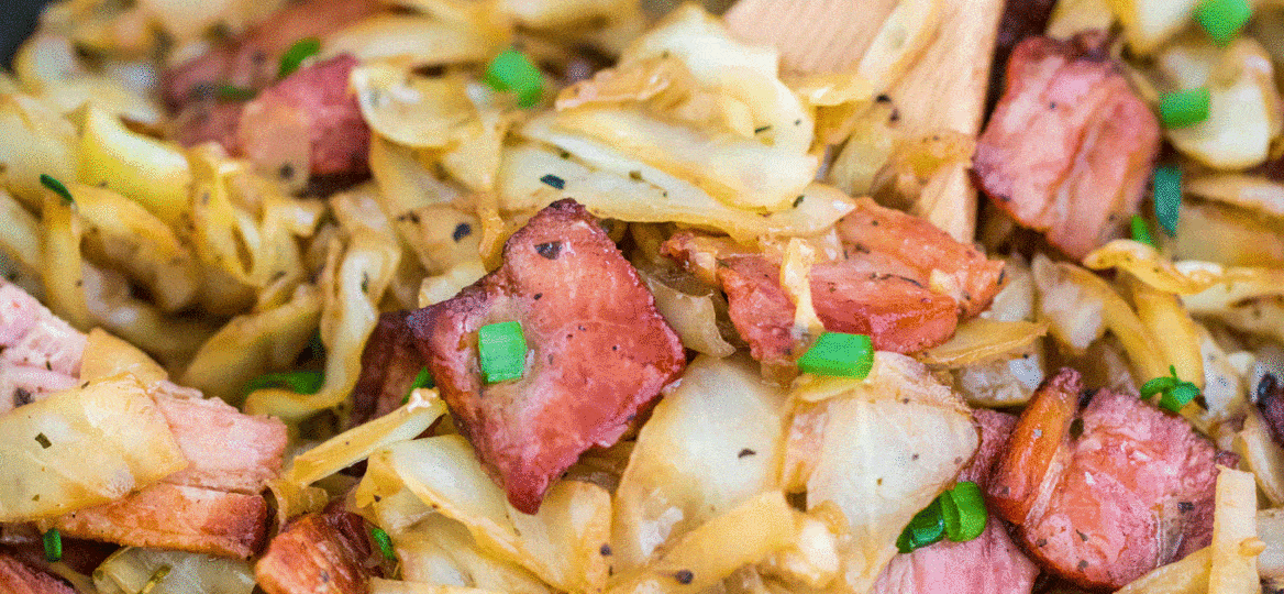 One Pan Bacon Fried Cabbage