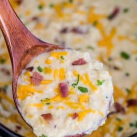 Crockpot Cheesy Potato Soup with Cheddar