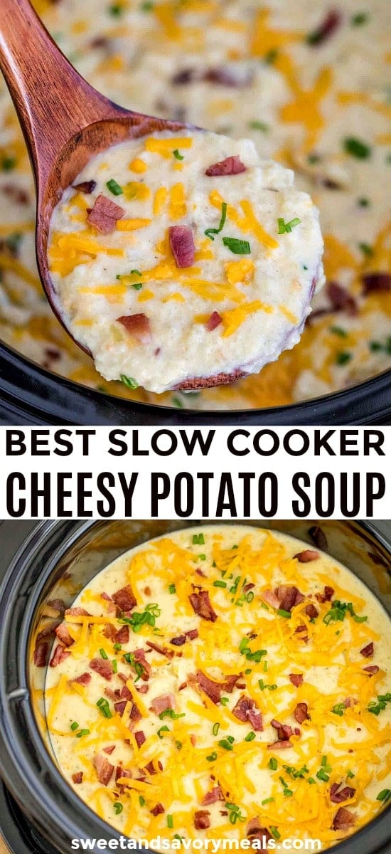 Homemade crockpot cheesy potato soup