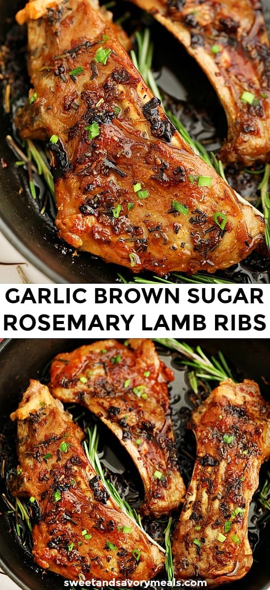 Image of lamb ribs with herbs garlic and brown sugar.