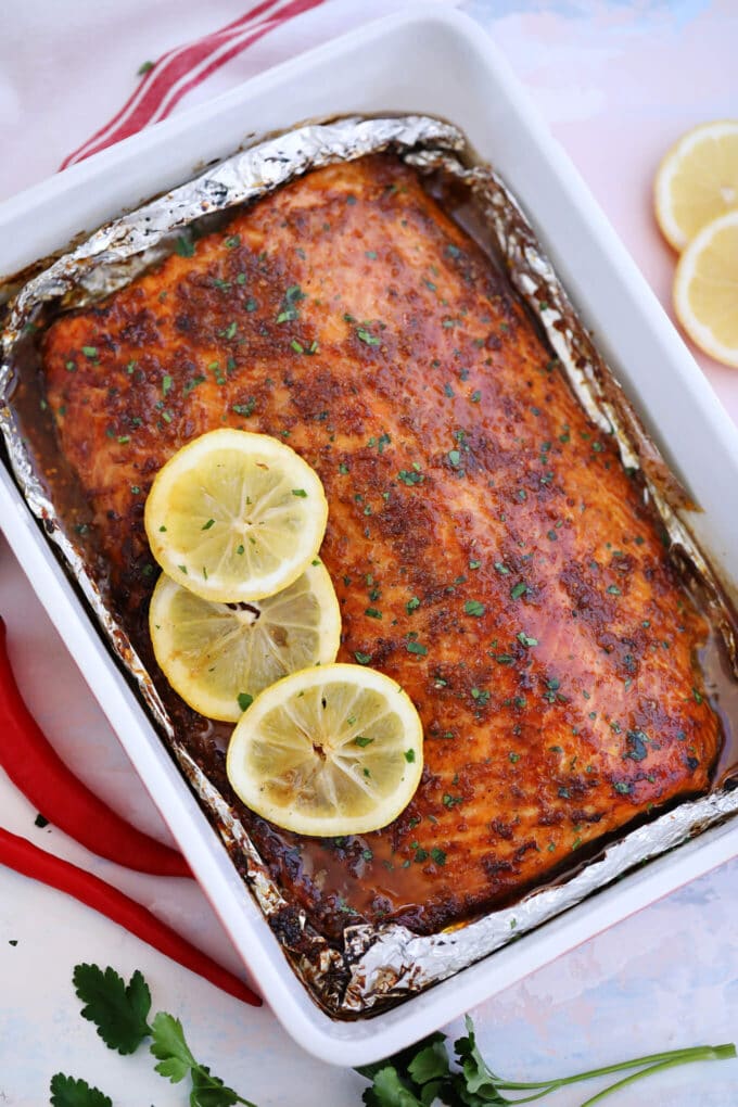 Image of garlic brown sugar glazed salmon.