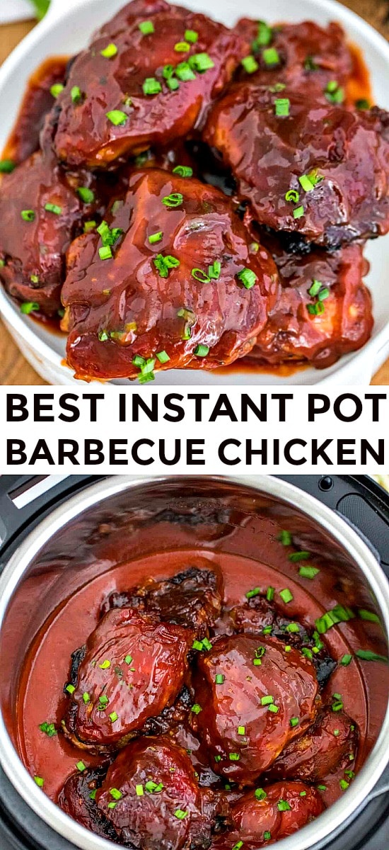 Photo of pressure cooker instant pot barbecue chicken. 