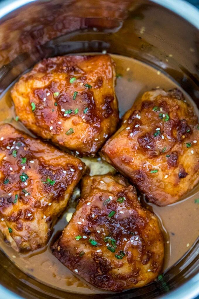 Image of instant pot brown sugar garlic chicken. 