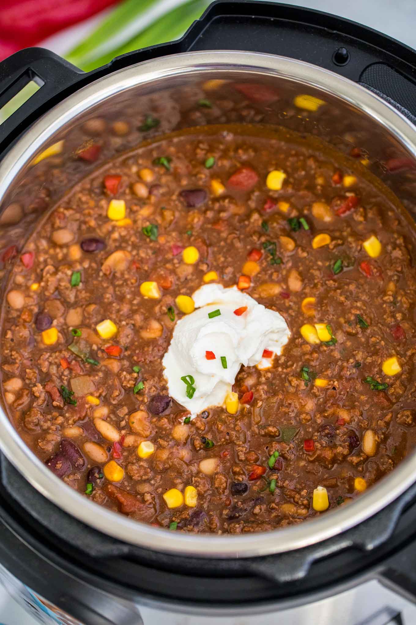 Instant Pot Three Bean Chili - Sweet and Savory Meals