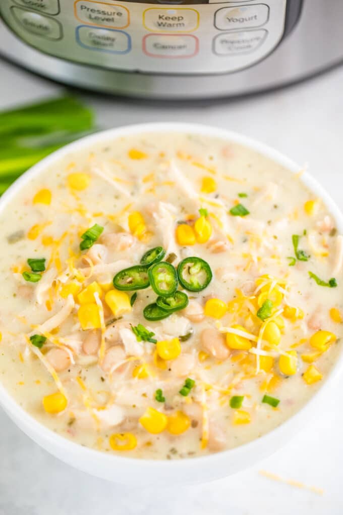 Instant Pot White Chicken Chili - Sweet and Savory Meals
