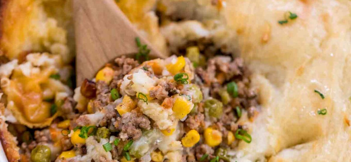 Shepherd's Pie with corn and peas