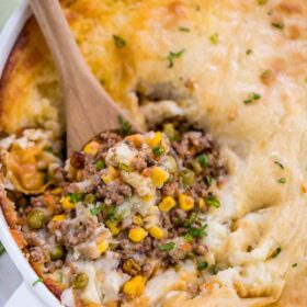 Shepherd's Pie with corn and peas