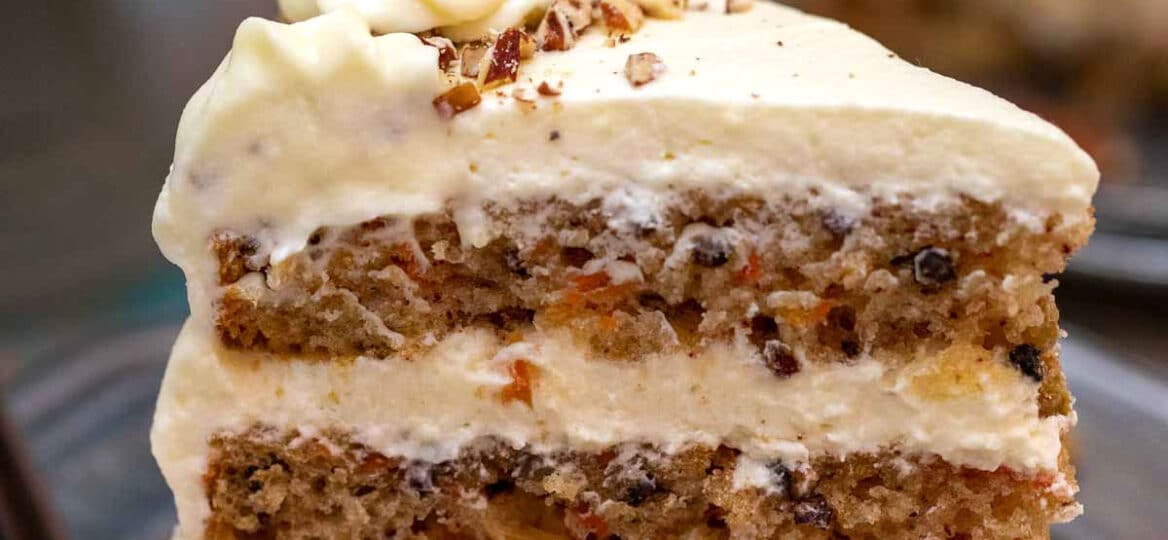 Photo of homemade carrot cake slice.