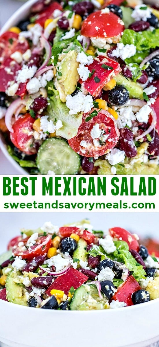 Mexican salad recipe image for pinterest.