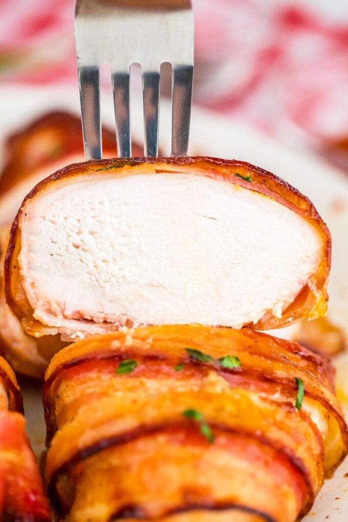 sliced bacon wrapped chicken breast