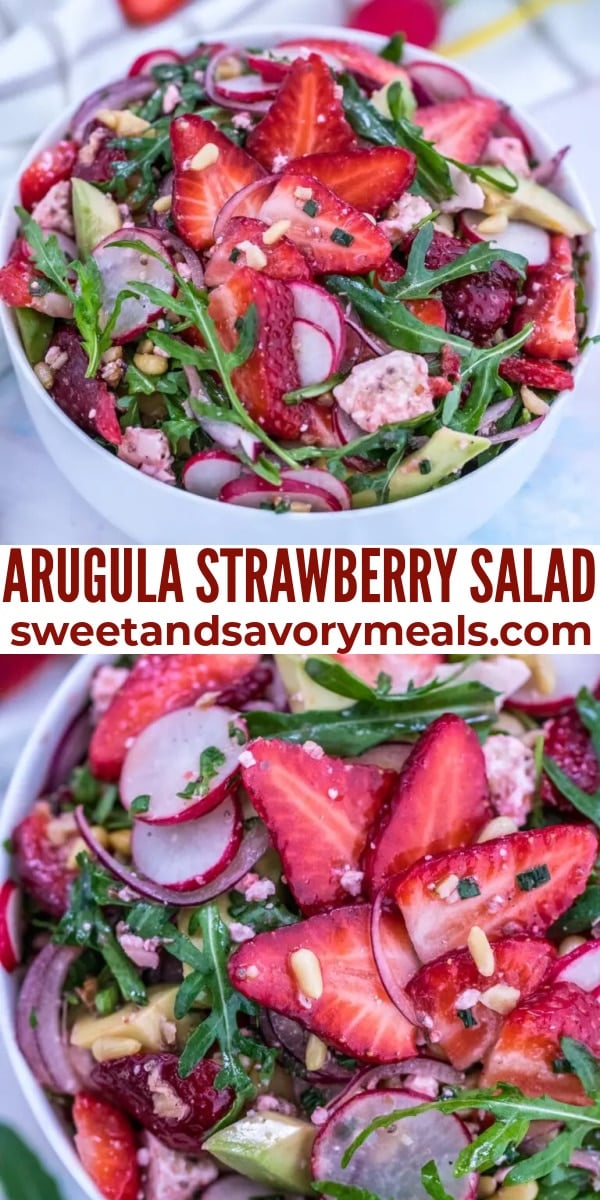 easy arugula strawberry salad pin