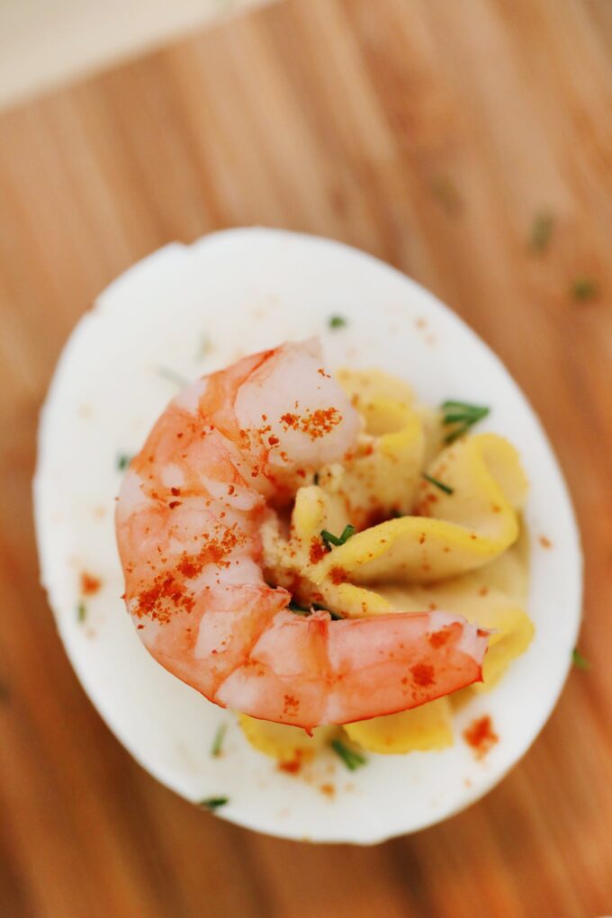 Deviled Eggs with Old Bay Shrimp