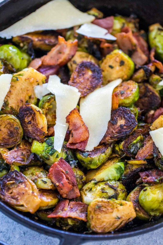 Image of homemade brussels sprouts with bacon.