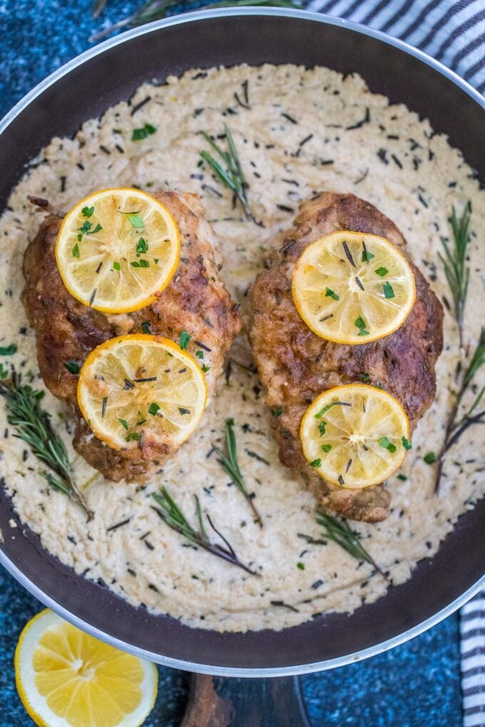 Image of creamy lemon pepper chicken with rice