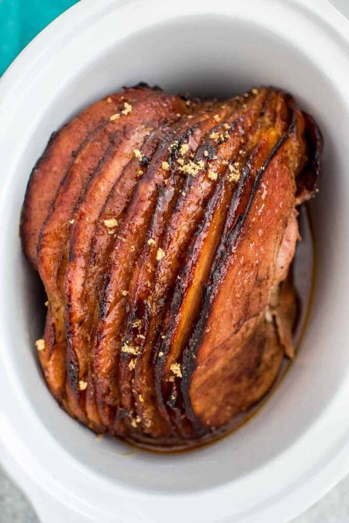 Slow cooker smoked glazed ham