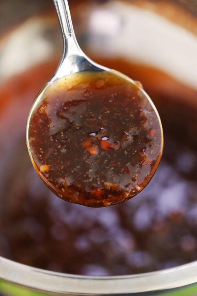 a spoonful of Chinese Szechuan sauce