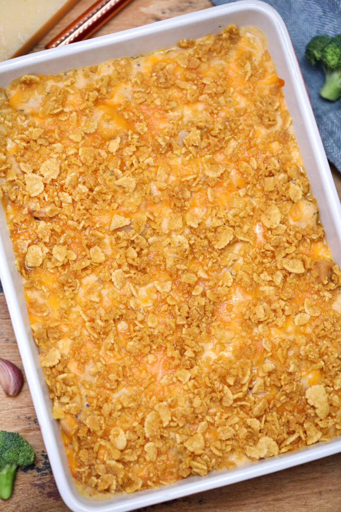 Photo of chicken divan casserole.