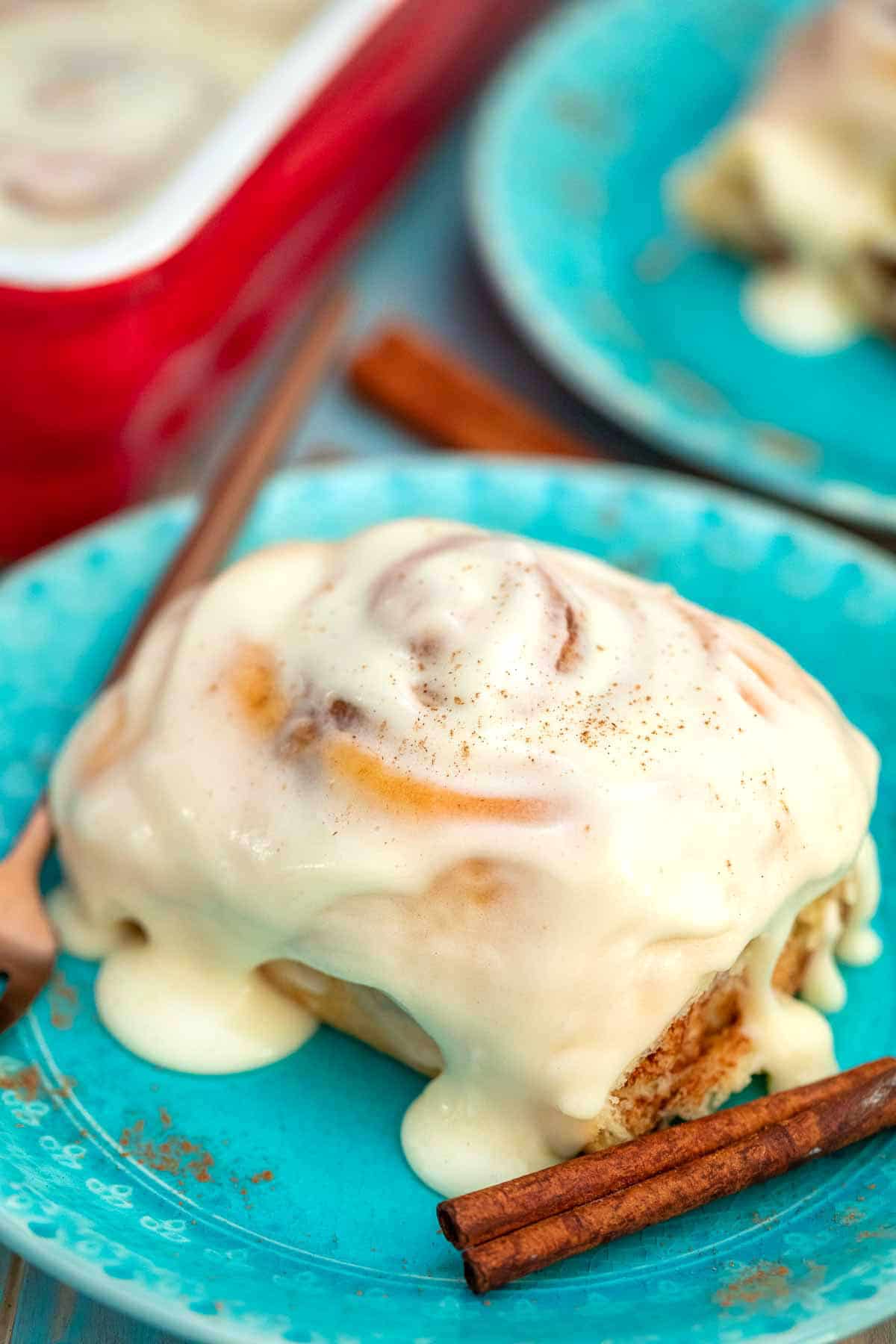 Gooey Cinnamon Buns With Thick Cream Cheese Icing Recipe Cart