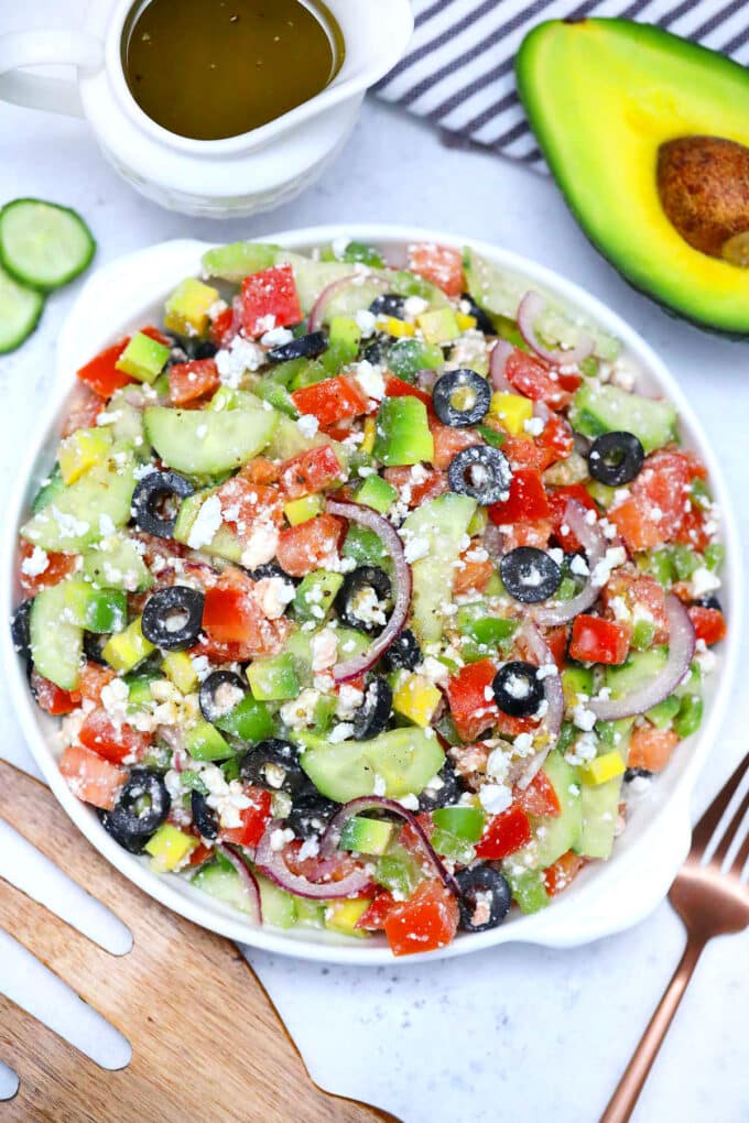 Picture of Greek Salad with avocado.