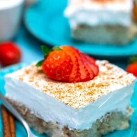 Image of mexican tres leches cake slice.