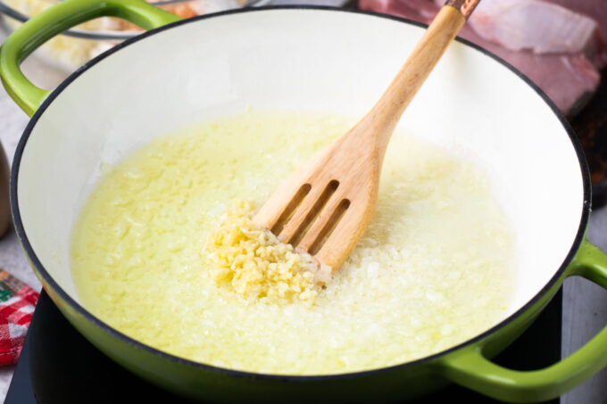 Sauteing onion and garlic.
