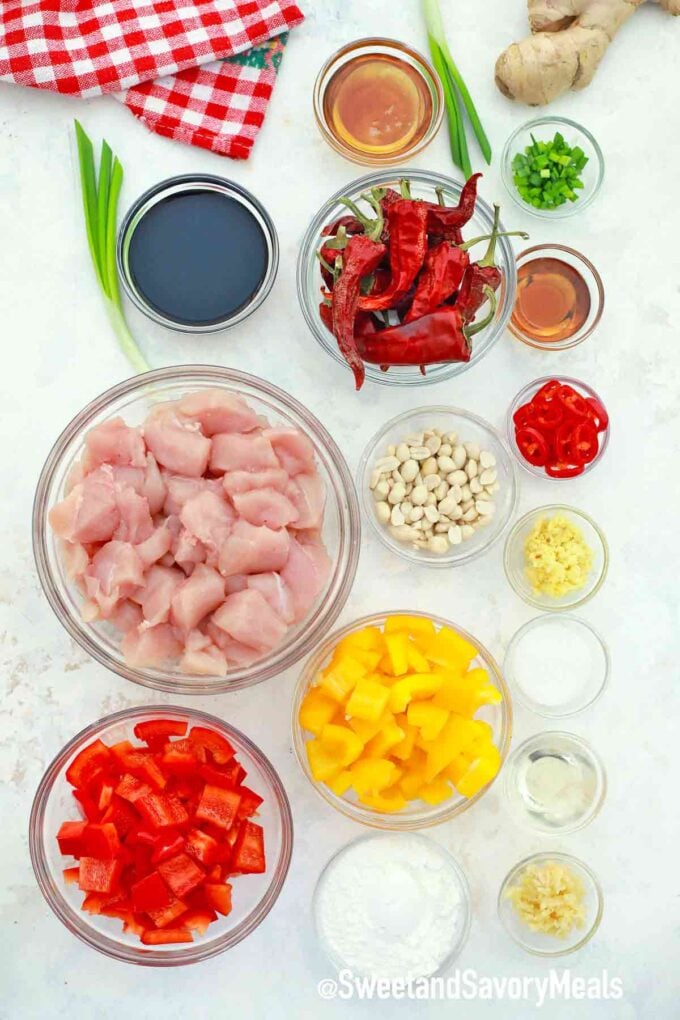 ingredients in bowls on a white table