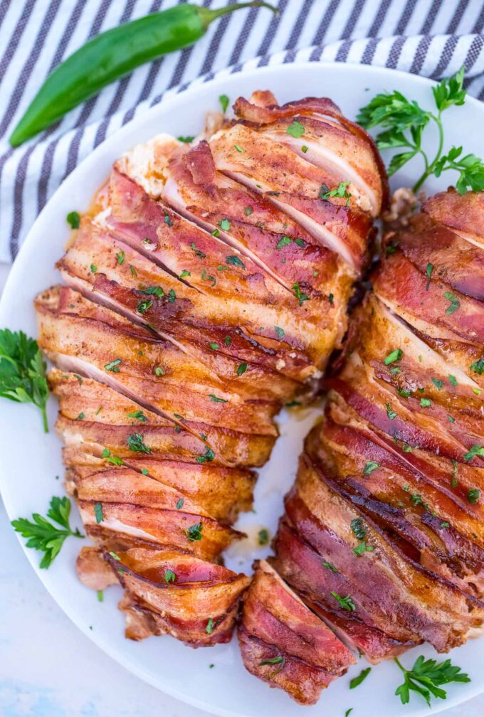 Bacon Wrapped Jalapeno Popper Chicken