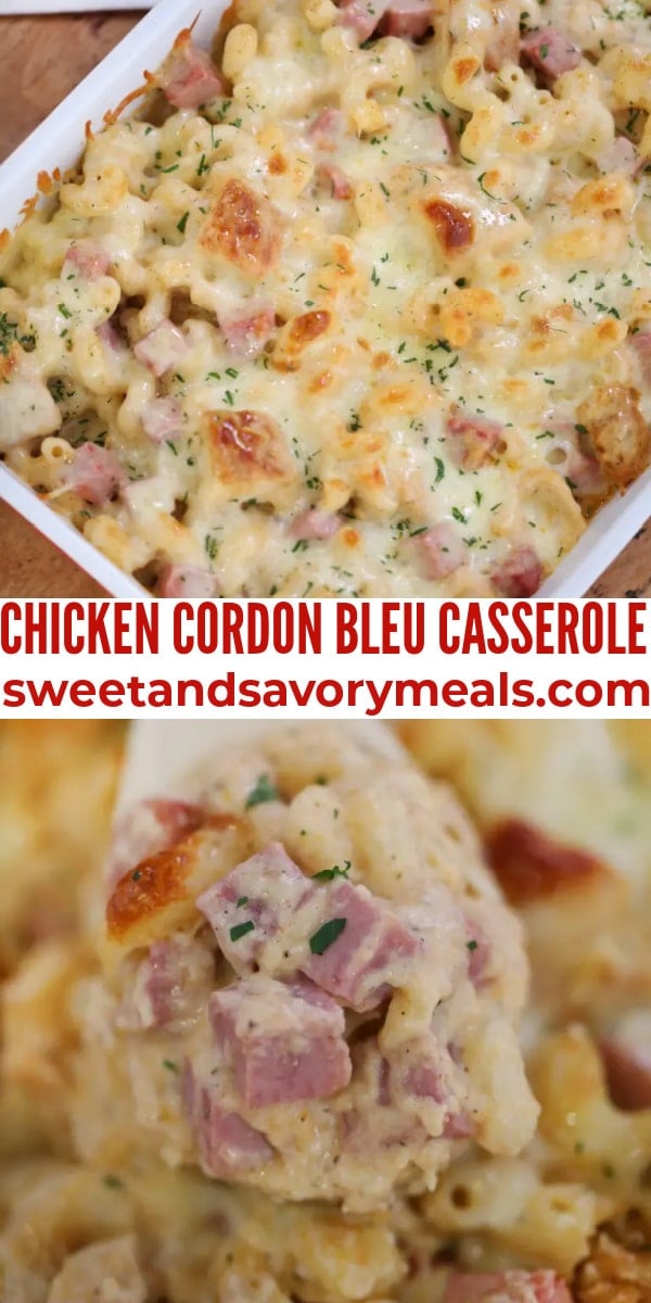 easy chicken cordon bleu casserole pin