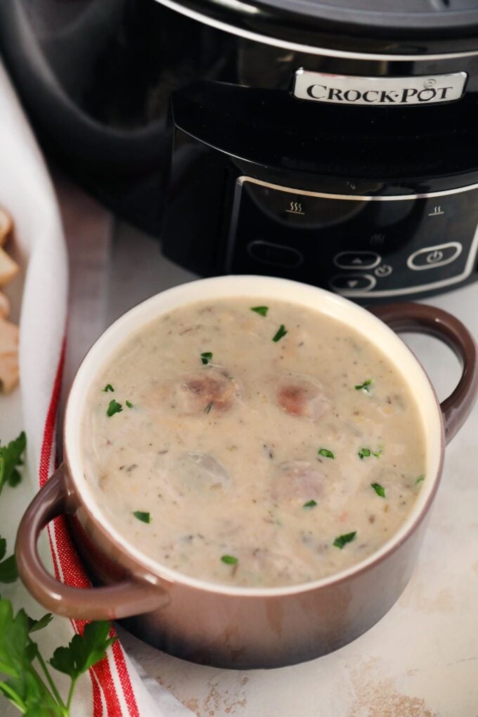 Slow Cooker Cream of Mushroom Soup - Sweet and Savory Meals