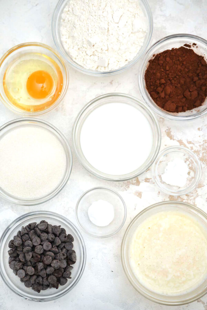 Image of instant pot chocolate muffins ingredients.