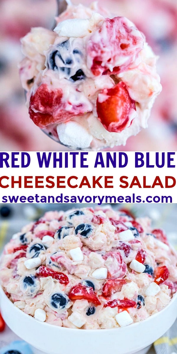 easy red white and blue cheesecake salad pin