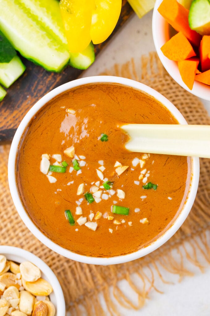 Overhead shot of creamy Asian peanut sauce.