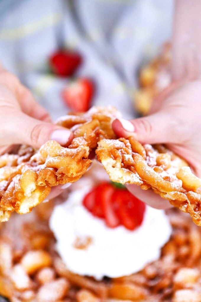 Homemade funnel cake picture.