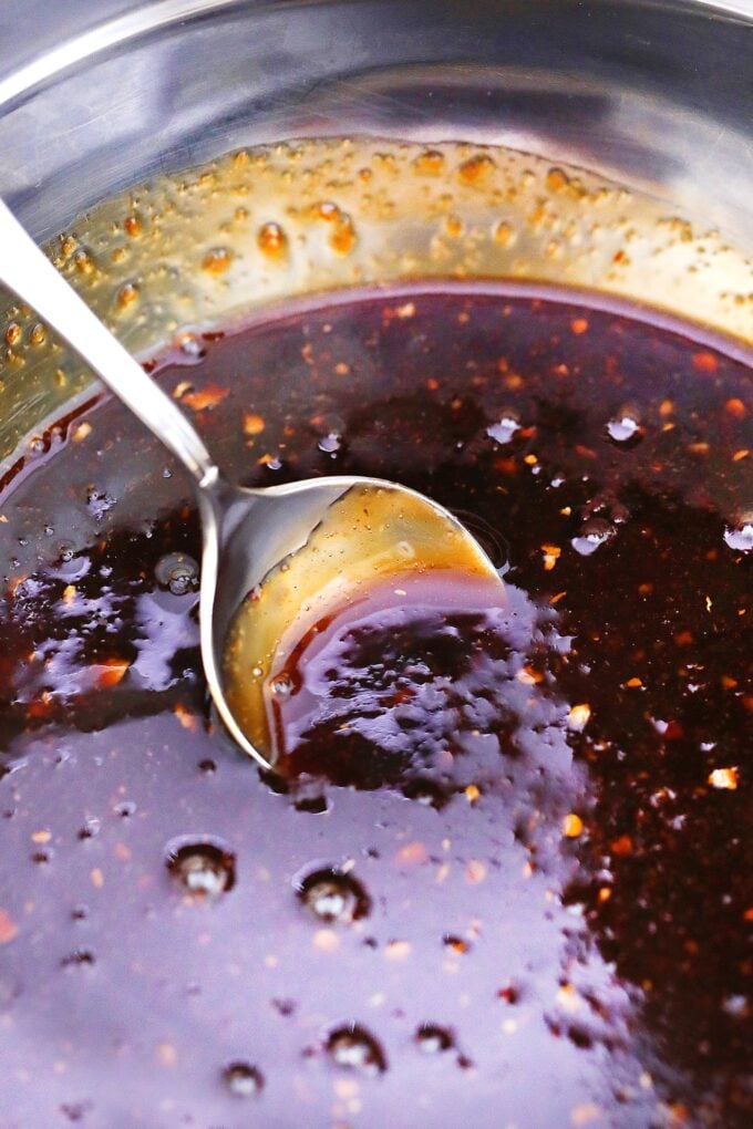 Image of general Tso sauce in a bowl.
