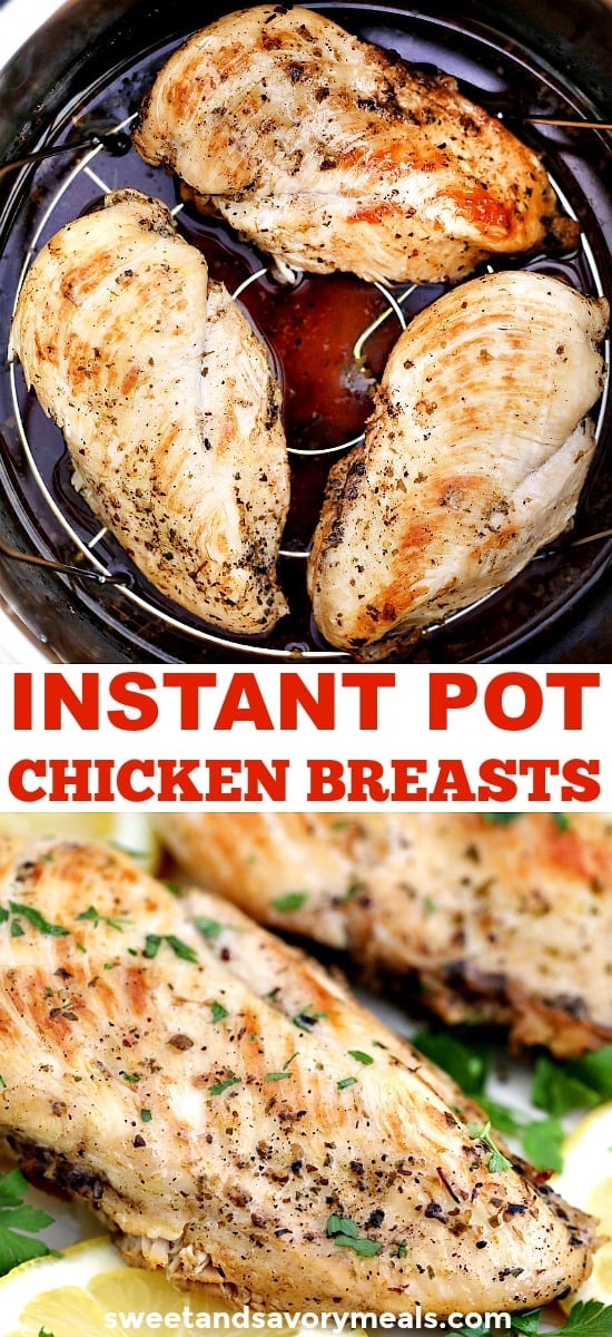 Picture of juicy instant pot chicken breasts.