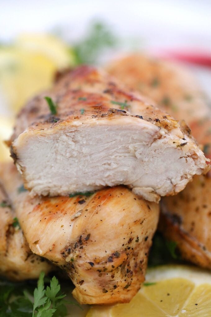 Sliced chicken breast cooked in the pressure cooker