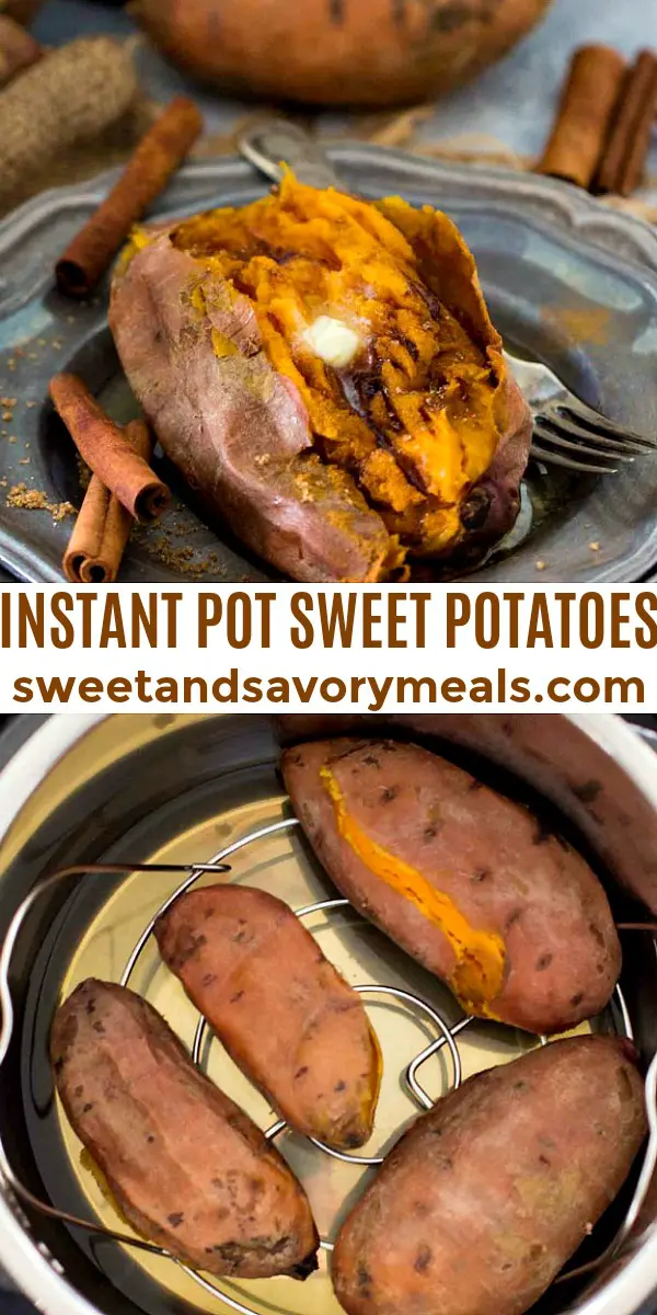 photo collage of instant pot sweet potatoes for Pinterest