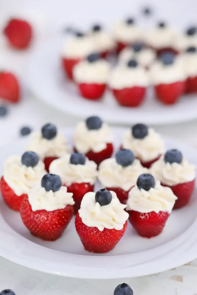Patriotic Stuffed Strawberries - 4th of july side dishes