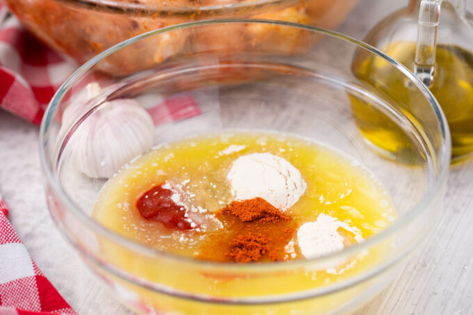 Ingredients for homemade Buffalo sauce in a bowl.
