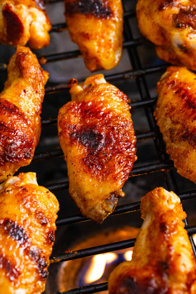 Homemade crisp grilled chicken wings.
