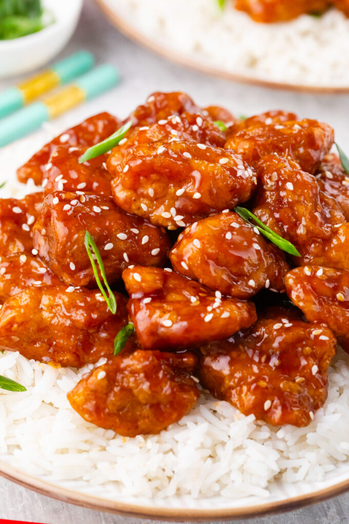 Homemade Asian honey sesame chicken.