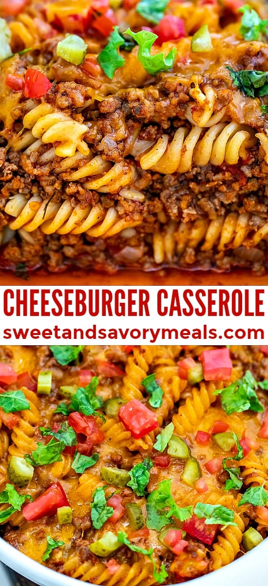 Cheeseburger casserole collage